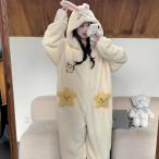 ちいかわ パジャマ 着ぐるみ フランネル ロンパース 秋 冬 パジャマ ルームウェア ふわふわ 防寒着 寝間着 フード付きロンパース 大人ガウン もこもこ