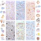 ショッピングシール 絶妙なスぷくぷくシール 品質なスぷくぷくシール かわいいミニバブルステッカー 子供、女の子、大人向けの小さな3Dマイクロステッカーセット取り外し可能 6枚