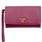 プラダ 財布 PRADA 1M1438 PORTAF.PATT.LUNGA サッフィアーノ IBISCO ミディアム財布 リストストラップ ピンク レディース ブランド