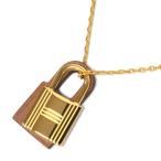 ショッピングHERMES 未使用 エルメス ネックレス HERMES H078852CC37 アクセサリー ペンダント オーケリー PM ゴールド金具 ブラウン 調節可能 レディース