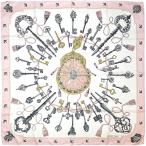 エルメス スカーフ HERMES カレ90 90cm シルク 100％ LES CLES 鍵 ホワイト 白 ピンク 正方形 スクエア ブランド レディース