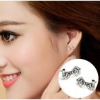 Yahoo! Yahoo!ショッピング(ヤフー ショッピング)スタッドピアス レディース 女性用 アクセサリー リボン クリアストーン キラキラ 綺麗 おしゃれ 可愛い きれいめ デート おでかけ ギフト プレゼ