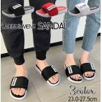 スポーツサンダル レディース メンズ ぺたんこ 厚底 ビーチサンダル 男女兼用 レザー調 ユニセックス 英字 ロゴ シンプル かっこいい バイカラー