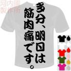 おもしろTシャツ (5×6色) 面白メッセージ 多分、明日は筋肉痛です。Tシャツ ユニークなセンテンス系てぃしゃつ 送料無料 河内國製作所