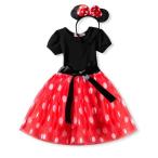 ミニーマウス ミニーちゃん 衣装 コスプレ ワンピース 子供 キッズ こども 子ども チュール 小ドット 赤 レッド ピンク 水玉 コスチューム 仮装 ハロウィン