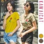 トップスレディースTシャツ半袖薔薇...