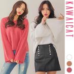 トップスレディースニット長袖セーターアンゴラモヘヤワイド袖ts19511