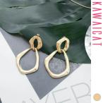 イヤリング レディース アクセサリー ゴールド 2連 ヴィンテージ風 マット 大ぶり シック スタイリッシュ エレガント 韓国 メール便可 to21902