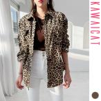 ブラウスレディース裏起毛長袖トップスレオパード柄ヒョウ柄シャツアニマル柄カ...