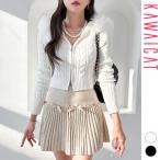 パーカーレディースニットアウタートップス長袖ジップアップフードタイトショー...