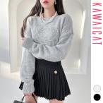 ニットレディーストップスタイト長袖カットソーセーターニットソーラインストー...