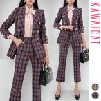  выставить женский костюм проверка tailored jacket жакет брюки слаксы тугой Classic золотой кнопка весна осень Корея to28510