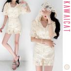 セットアップレディース半袖タイトトップスフードパーカーショートパンツパンチ...