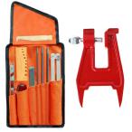 チェーンソー目立てセット 目立て用クランプ 10点セット 丸ヤスリ3種 4.0mm/4.8mm/5.5mm 木工用 DIY 削り器 手動工具 収納袋付き