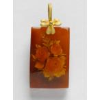 K18天然琥珀アンバーペンダント薔...