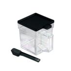 スクエアポット クリアーブラック 容量400ml (100円ショップ 100円均一 100均一 100均)