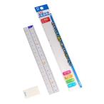 定規 17cm 小学生 アクリル樹脂 端メモリ 名前シール付 (100円ショップ 100円均一 100均一 100均)