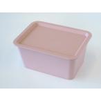 ストレージボックス　フタ付　２５．７×１８．８×高さ１１．５ｃｍ　スモークピンク