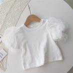 半袖ブラウス キッズ 女の子 フリル Ｔシャツ トップス フレア袖 子供服 パフスリーブ 可愛い ベビー 白 小学生 通園 お外遊び着 おしゃれ