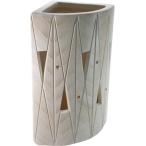 白マット透し彫扇型傘立 （信楽焼