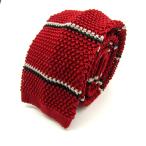 タケオキクチ ブランド ネクタイ ニットタイ ボーダー柄 シルク PO メンズ レッド TAKEO KIKUCHI