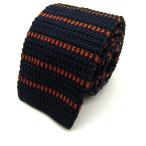 ショッピングニットタイ ビサルノ ネクタイ ブランド ニットタイ ボーダー柄 シルク PO メンズ 紺×オレンジ VISARUNO