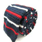 ショッピングニットタイ ブリックハウス ネクタイ ブランド ニットタイ ボーダー柄  PO メンズ 紺×赤×白 BRICK HOUSE