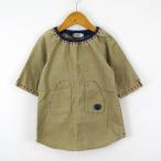  Dub рубин One-piece туника . минут рукав patch карман tops хлопок 100% Miki House baby для девочки 90 размер хаки Double B