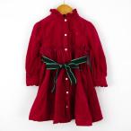  Ralph Lauren длинный рукав One-piece вельвет талия лента внутренний брюки имеется baby для девочки 90/52 размер красный RALPH LAUREN