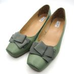 卑弥呼 パンプス スクエアトゥ シューズ ブランド 靴 日本製 レディース 25.5サイズ グリーン×グレー HIMIKO