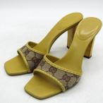 グッチ ミュール サンダル ハイヒール GGキャンバス ブランド 靴 イタリア製 レディース 35.5サイズ イエロー GUCCI