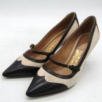 フェラガモ パンプス ハイヒール ブランド シューズ 靴 イタリア製 レディース 5サイズ ダークブラウン×ベージュ FERRAGAMO