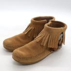 ミネトンカ ブーツ スウェード フリンジ シューズ ブランド 靴 レディース 5.5サイズ ブラウン Minnetonka