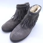ショッピングMINNETONKA ミネトンカ ブーツ スウェード ボア フリンジ ブランド シューズ 靴 レディース 7サイズ グレー Minnetonka