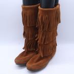 ショッピングミネトンカ ミネトンカ ブーツ スウェード フリンジ シューズ ブランド 靴 レディース 8サイズ ブラウン Minnetonka