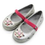  Crocs сандалии цветок ламе спортивные туфли обувь обувь Kids для девочки C11 размер серебряный Crocs