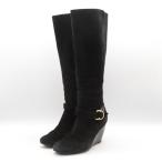 コールハーン ロングブーツ ウエッジソール スウェード ブランド 靴 シューズ 黒 レディース 6.5サイズ ブラック COLE HAAN