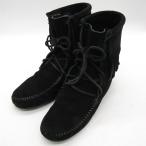 ショッピングミネトンカ ミネトンカ トランパーアンクルハイブーツ 429 スウェード ブランド 靴 シューズ 黒 レディース 7サイズ ブラック Minnetonka