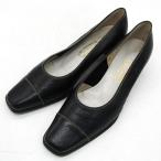 銀座ヨシノヤ パンプス スクエアトゥ ブランド シューズ 靴 日本製 黒 レディース 23.5サイズ ブラック Yoshinoya