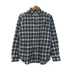 コーエン 長袖シャツ ネルシャツ コットン100% トップス メンズ Mサイズ ネイビー×グリーン coen