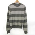 アバクロンビー&フィッチ セーター トップス 長袖 ニット ボーダー柄 メンズ Mサイズ グレー Abercrombie & Fitch