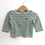  Miki House футболка с длинным рукавом tops окантовка рисунок плечо зажим сделано в Японии baby для мальчика 80 размер серый × зеленый MIKIHOUSE