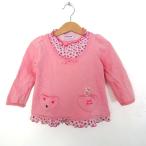  Miki House тренировочный футболка tops длинный рукав Heart рисунок baby для девочки 90 размер розовый × фиолетовый MIKIHOUSE