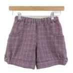 メゾピアノ ショートパンツ ボトムス キュロット チェック柄 キッズ 女の子用 130サイズ ピンク×黒×紫 Mezzo Piano