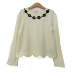 メゾピアノ ニット トップス 長袖 パール フラワーモチーフ キッズ 女の子用 140サイズ クリーム Mezzo Piano