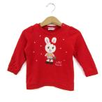  Miki House футболка с длинным рукавом tops животное рисунок сделано в Японии baby для девочки 80 размер красный MIKIHOUSE