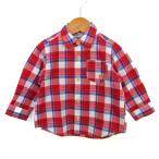 Miki House hot винт ketsu рубашка с длинным рукавом проверка tops девочка baby для мальчика 80 размер красный / белый MIKIHOUSE