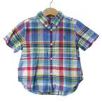  Ralph Lauren рубашка с коротким рукавом tops в клетку кнопка down baby для мальчика 18M 85/52 размер синий × красный × зеленый RALPH LAUREN