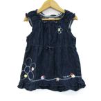  Miki House Denim One-piece безрукавка хлопок бренд tops сделано в Японии baby для девочки 90 размер индиго MIKIHOUSE