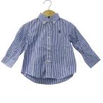  Ralph Lauren рубашка с длинным рукавом tops полоса рисунок натуральный стрейч baby для мальчика 12M размер голубой RALPH LAUREN